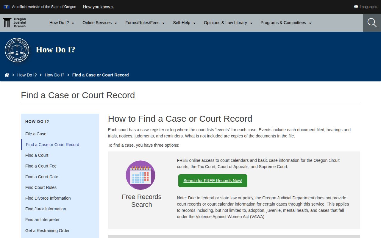 Wheeler County warrant record search information from Oregon Judicial Department