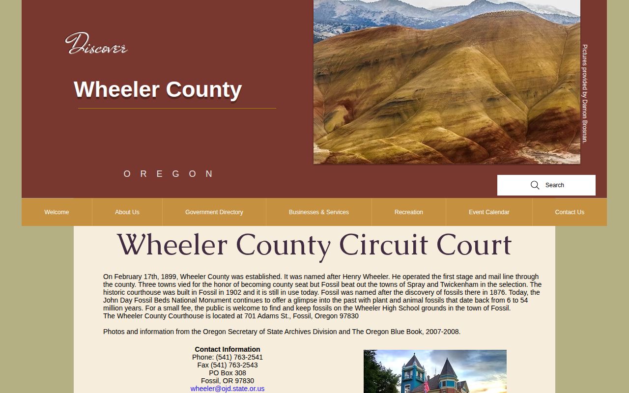 Wheeler County court warrant and criminal record contact page